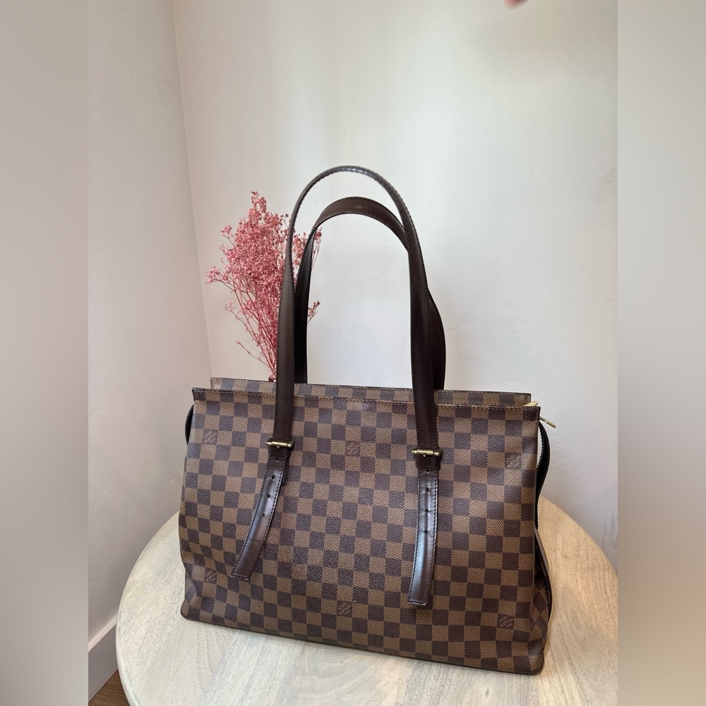 LOUIS VUITTON Brown Damier Ebene Structured Tote